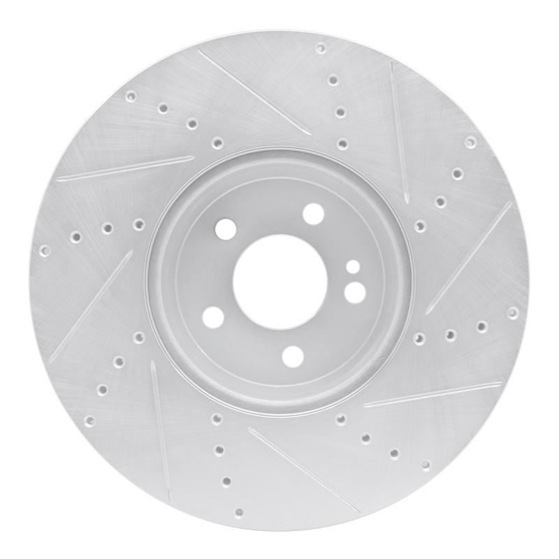 Mercedes-Benz C400 Brake Rotor (1) - Front Left - R1 Concepts - Drilled & Slotted - Silver - `15-`23